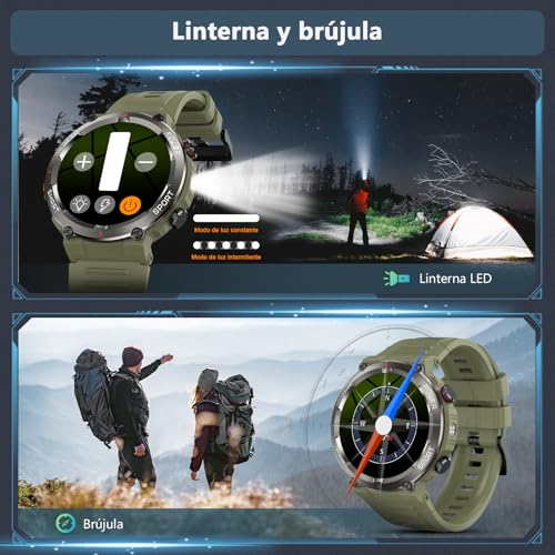 Detalle de Baolubao Reloj Inteligente Hombre: Linterna, Brújula y Llamadas Bluetooth