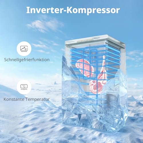 Detalle de Comfee 198L Gefriertruhe – Freistehend, leiser Inverter-Kühlkomfort