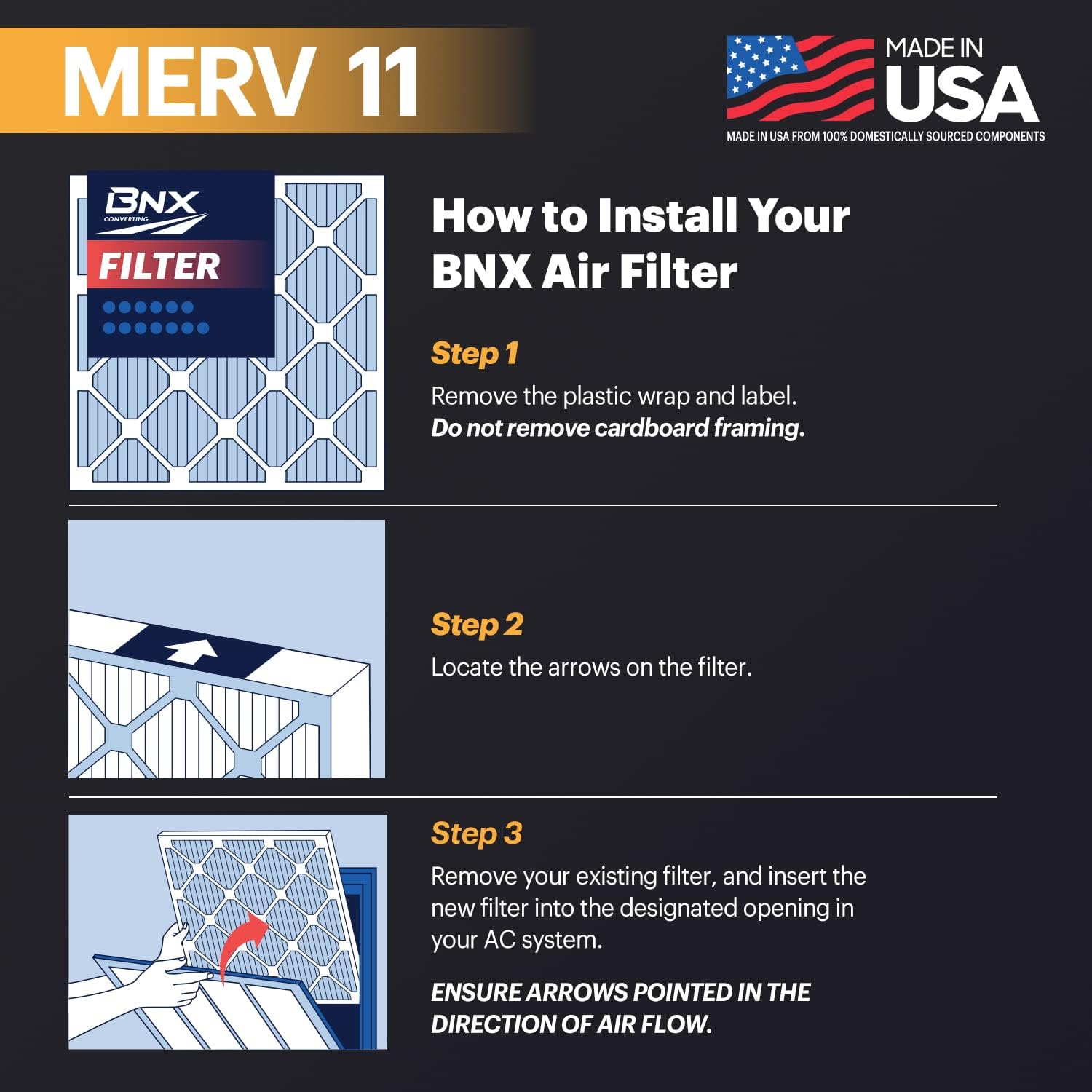 Thumbnail 4 de BNX TruFilter 20x25x1 Air Filter, MERV 11 (6-Pack) – Made in USA