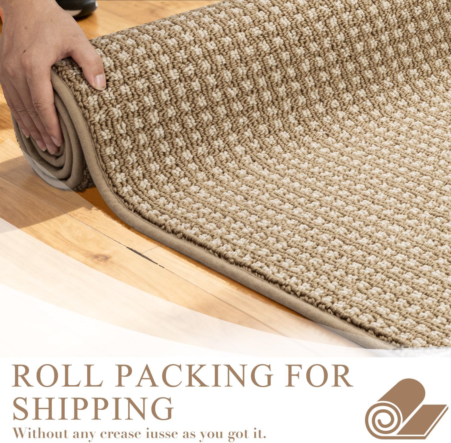 Thumbnail 3 de hicorfe Kitchen Runner Rugs Set of 2: 17x29 + 17x59 in Brown