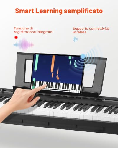 Detalle de VEVOR Pianoforte Digitale a 88 Tasti con Supporto a X, 280 Toni, 260 Ritmi, Registrazione — Nero