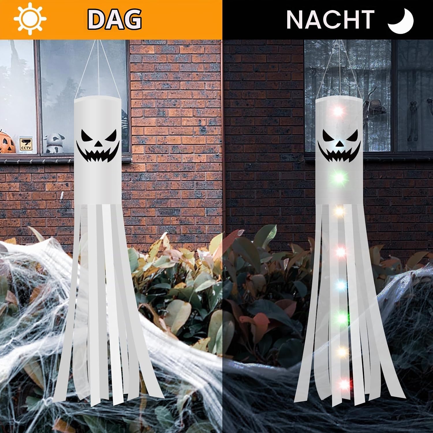 Thumbnail 4 de Jsdoin Halloween-spookwindsokken van 180 cm met ledverlichting, set van 2