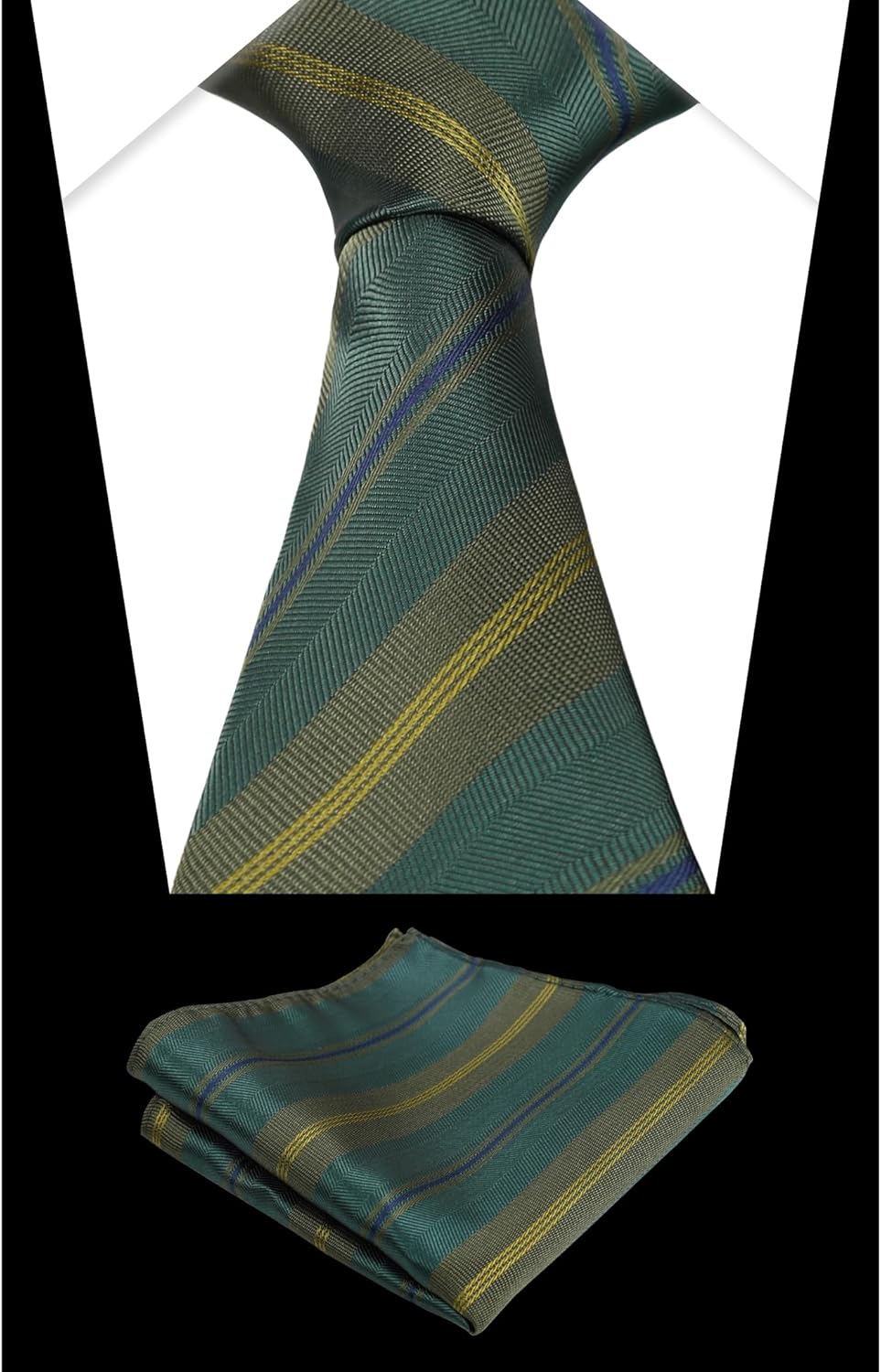 Thumbnail 3 de Alizeal Solid Colour Tie and Pocket Square Set with Cufflinks