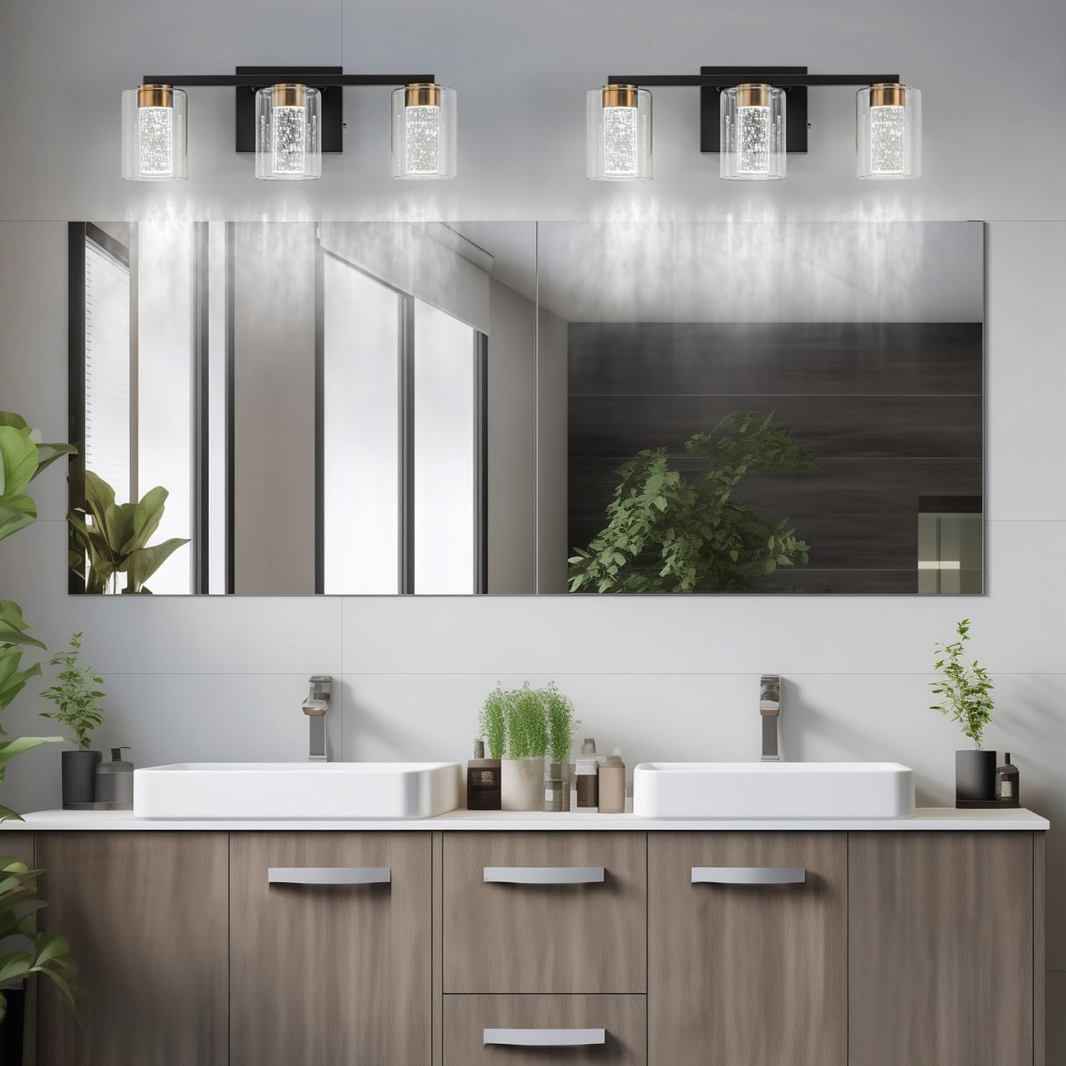 Thumbnail 6 de SineRise a6ca2b1c-22fd-4691-99f6-5eeed2f84787 3-Light Vanity Light, Black and Gold