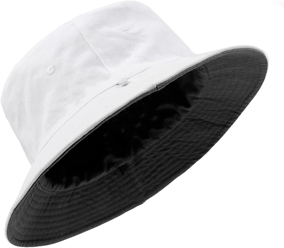 Detalle de Zylioo Reversible Bucket Sun Hat – L/XL/XX-Large, 100% Cotton with Dual Brim Options