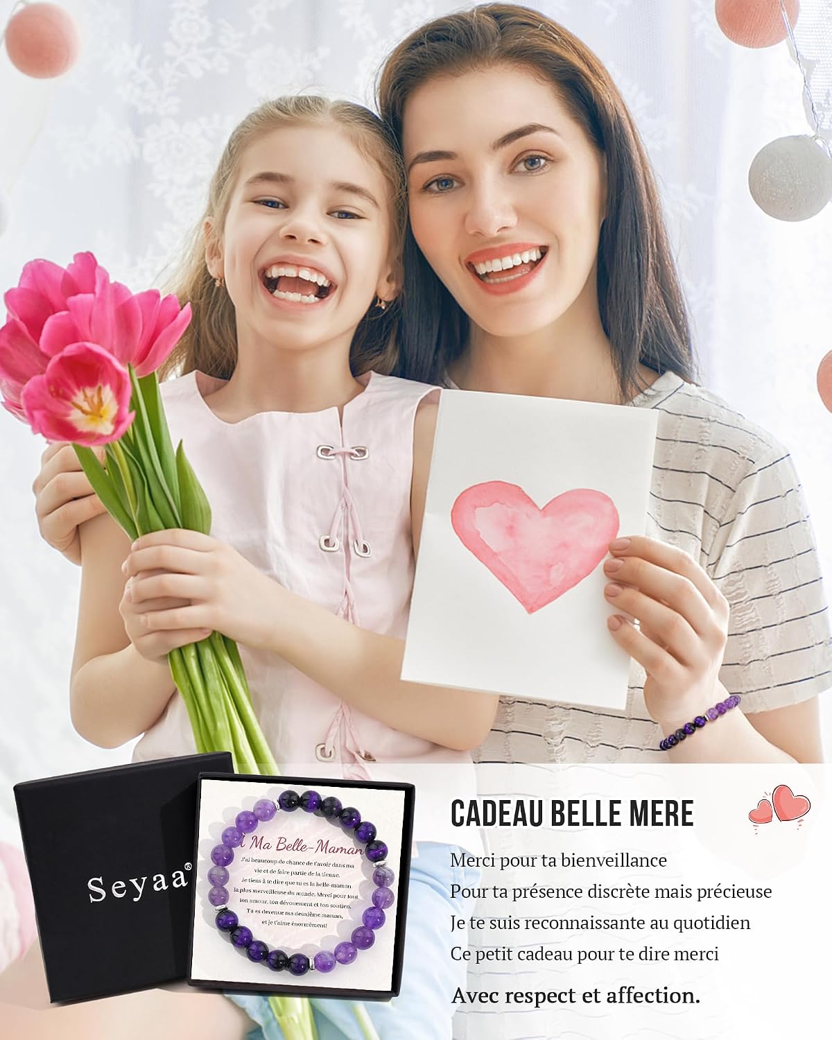 Thumbnail 1 de Seyaa Bracelet Argenté avec Améthyste naturelle — Cadeau Fête des Mères pour Maman, Belle-Mère, Amie