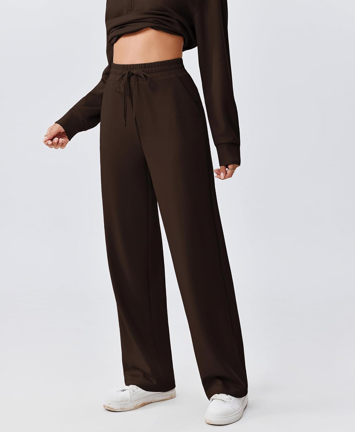 Detalle de PINSPARK Women's 2-Piece Sweatsuit with Half-Zip, Straight-Leg Pants and Pockets
