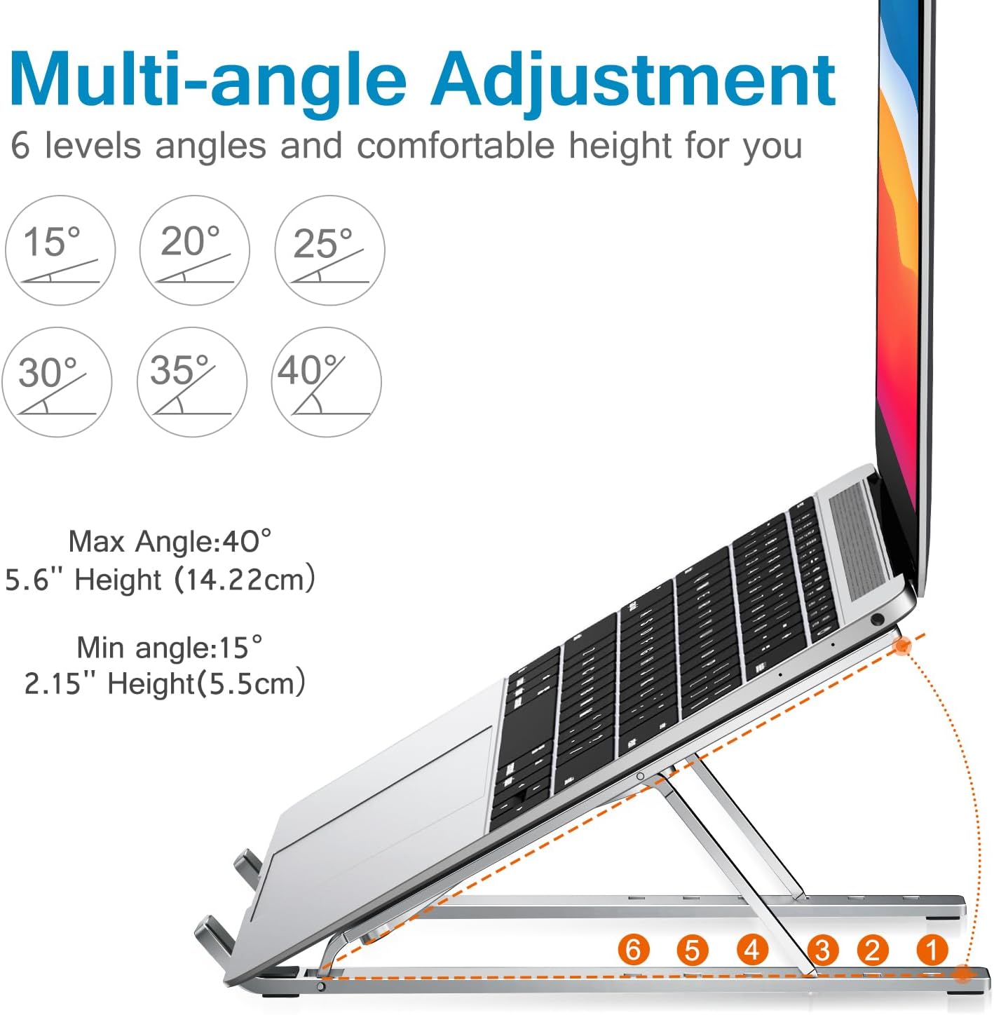 Thumbnail 3 de ivoler Adjustable Laptop Stand for Desk – Foldable Aluminium Ergonomic Riser (Up to 17")