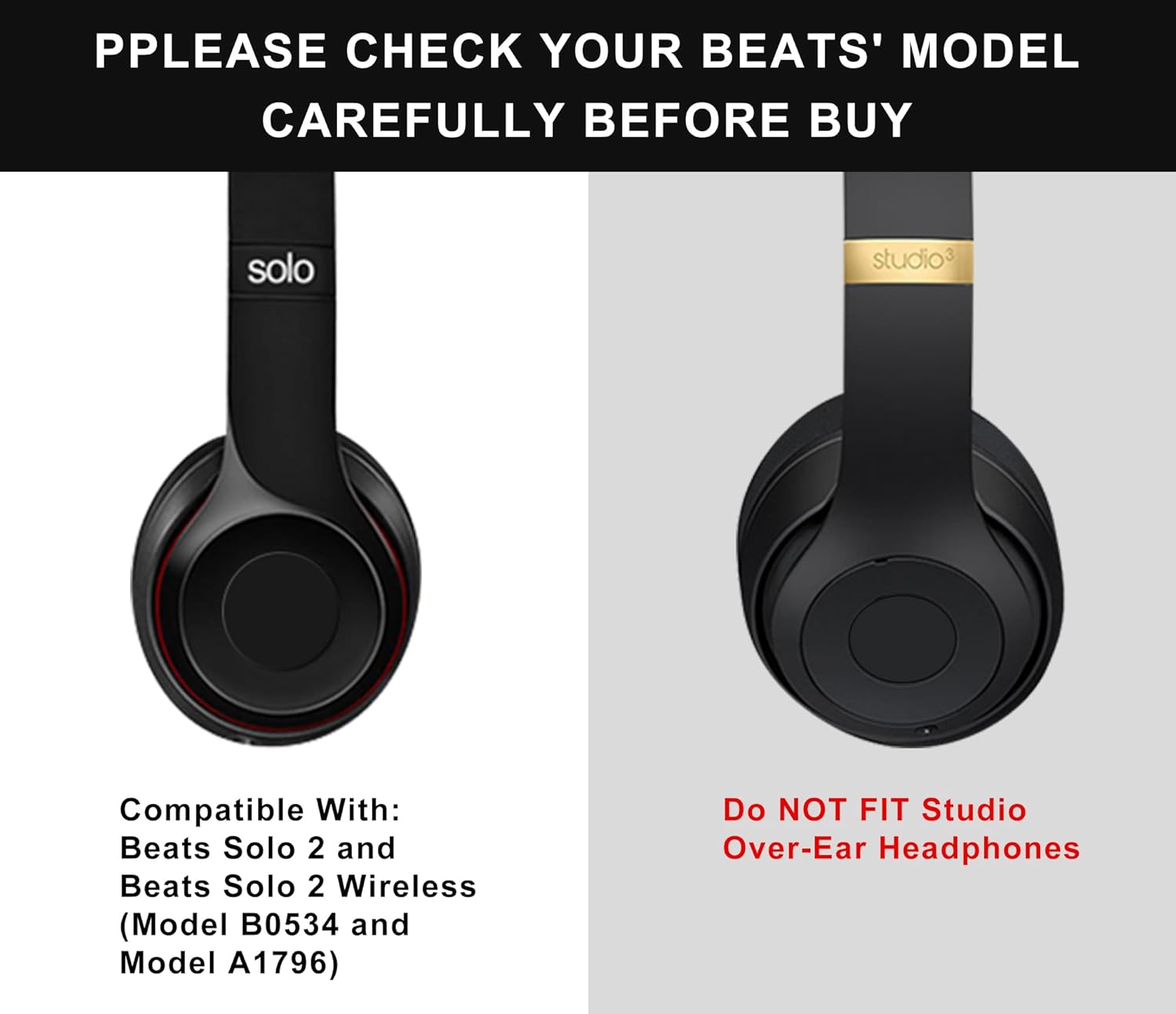 Thumbnail 1 de Link Dream Coussinets d’oreille en mousse à mémoire de forme pour Beats Solo 2/3 (Noir)