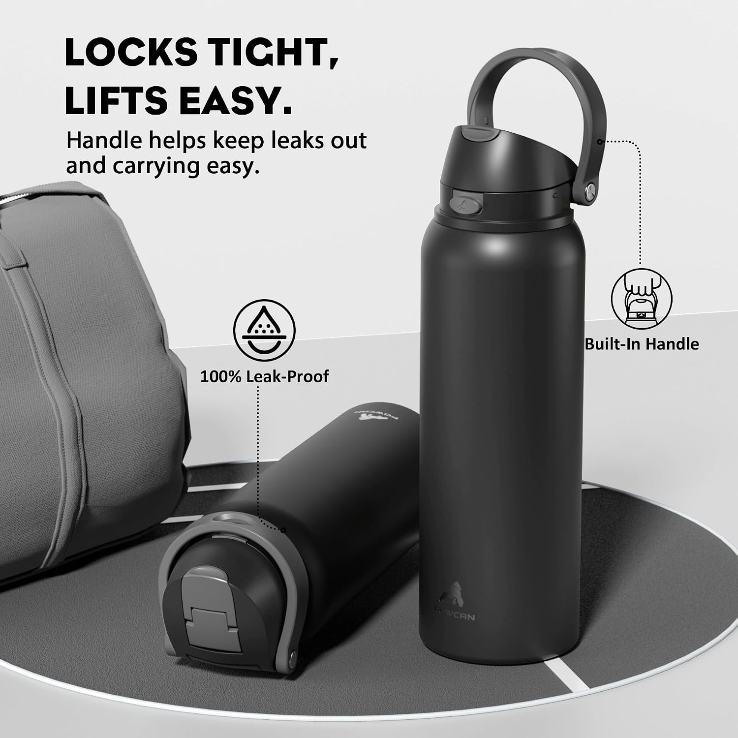 Thumbnail 3 de POWCAN 40 oz Insulated Water Bottle for Men with Push-Button Spout & Quick-Flip Straw