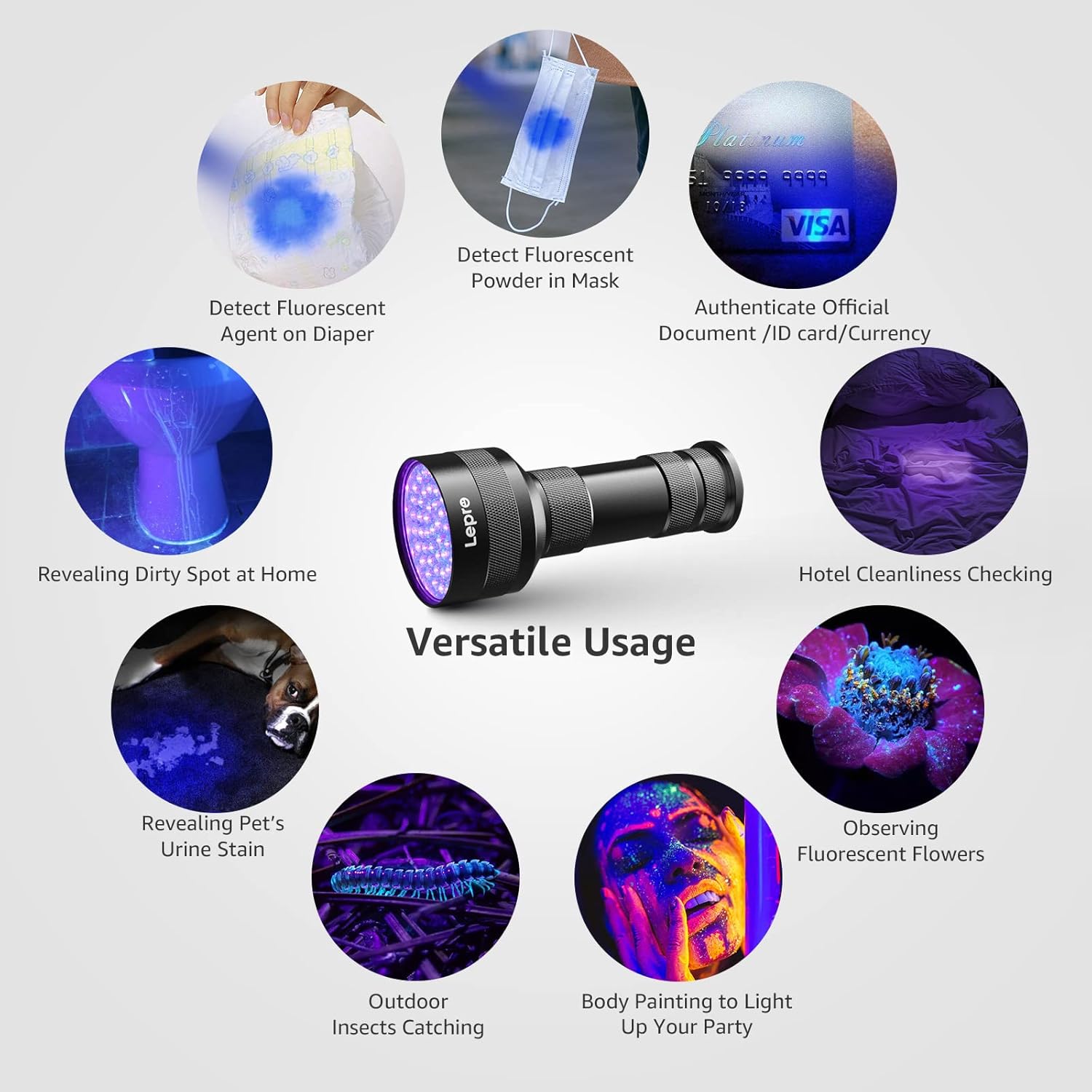 Thumbnail 6 de Lepro 51 LED UV torch 395nm for stains 🔦
