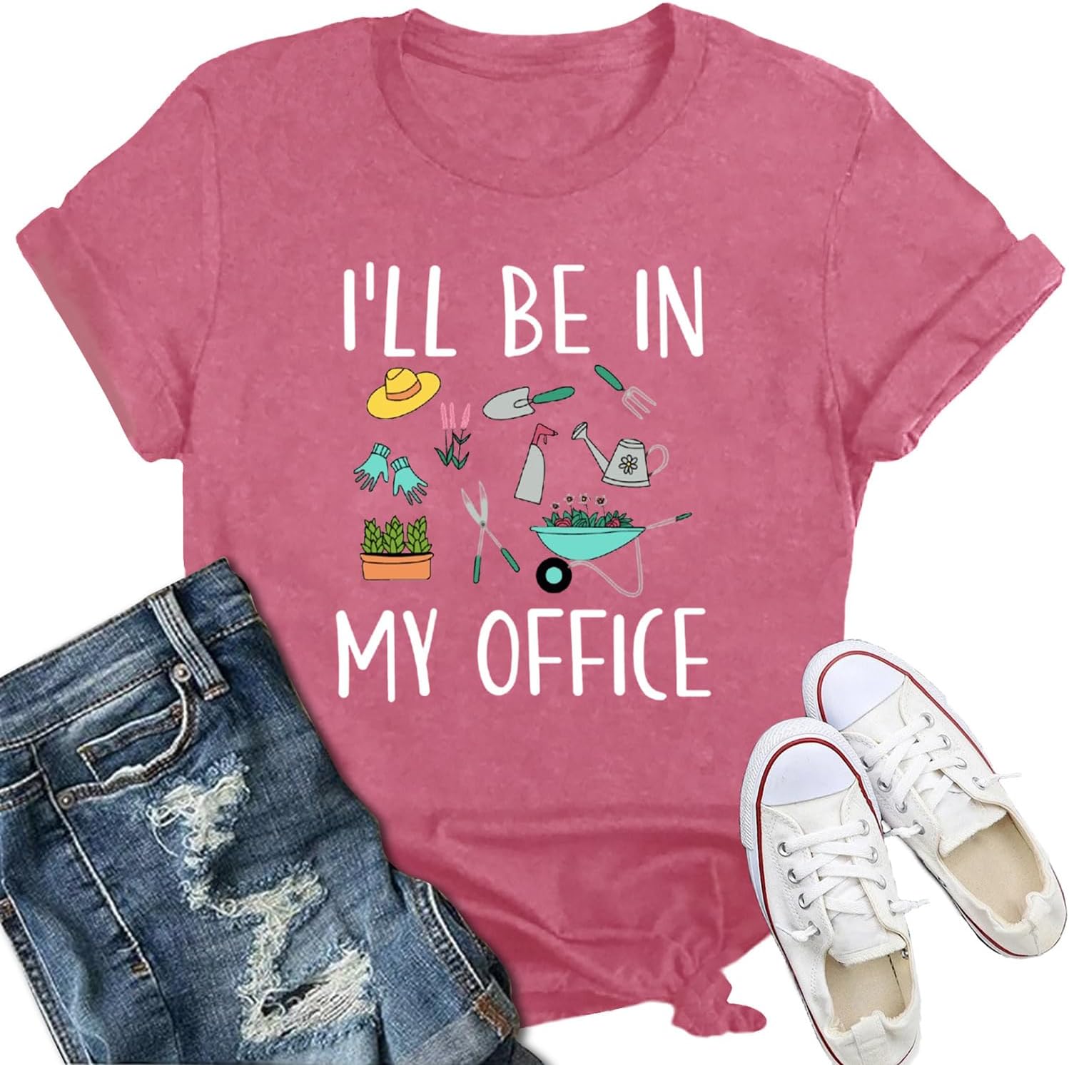 Thumbnail 6 de Qskall Garden women’s plant lover T-shirt with “I’ll Be in My Office” slogan