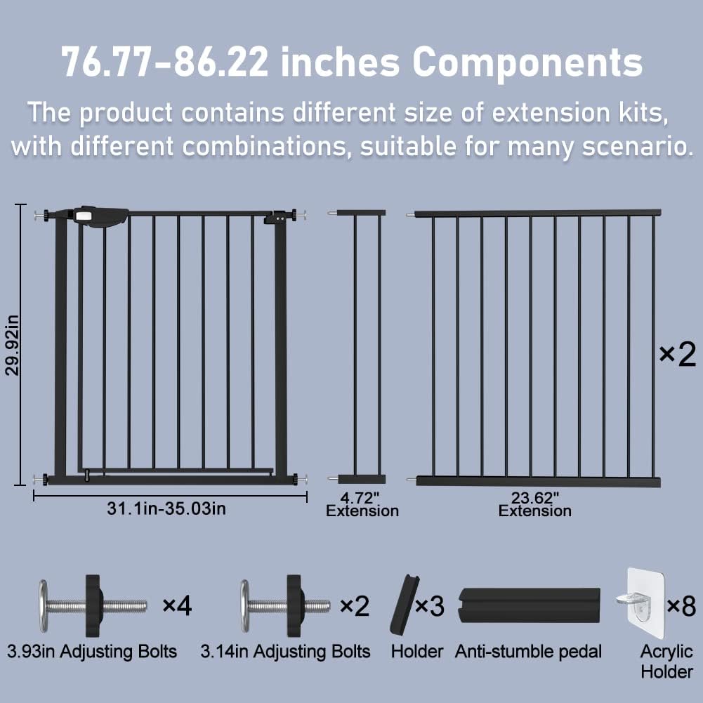 Thumbnail 6 de DEARBB Baby Gate 76.77–86.2-Inch Fit