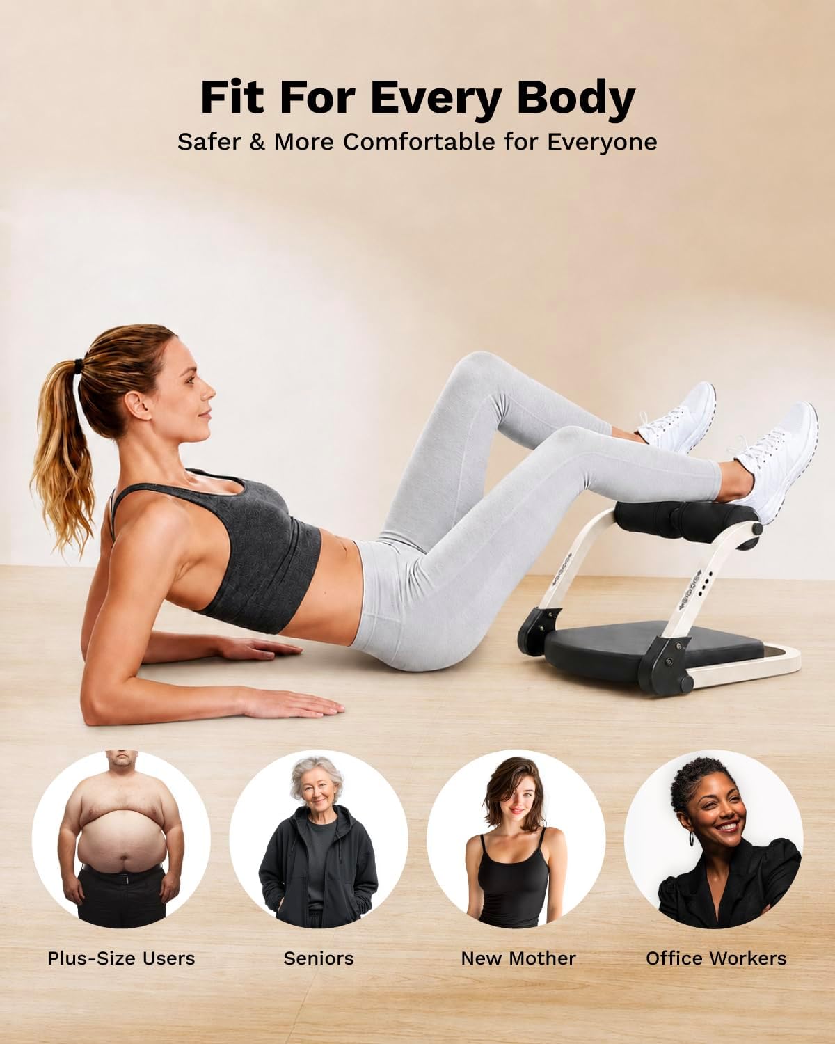 Detalle de AIRHOP Ab Machine, 4-Level Auto-Rebound Core Trainer with Foldable Steel Frame