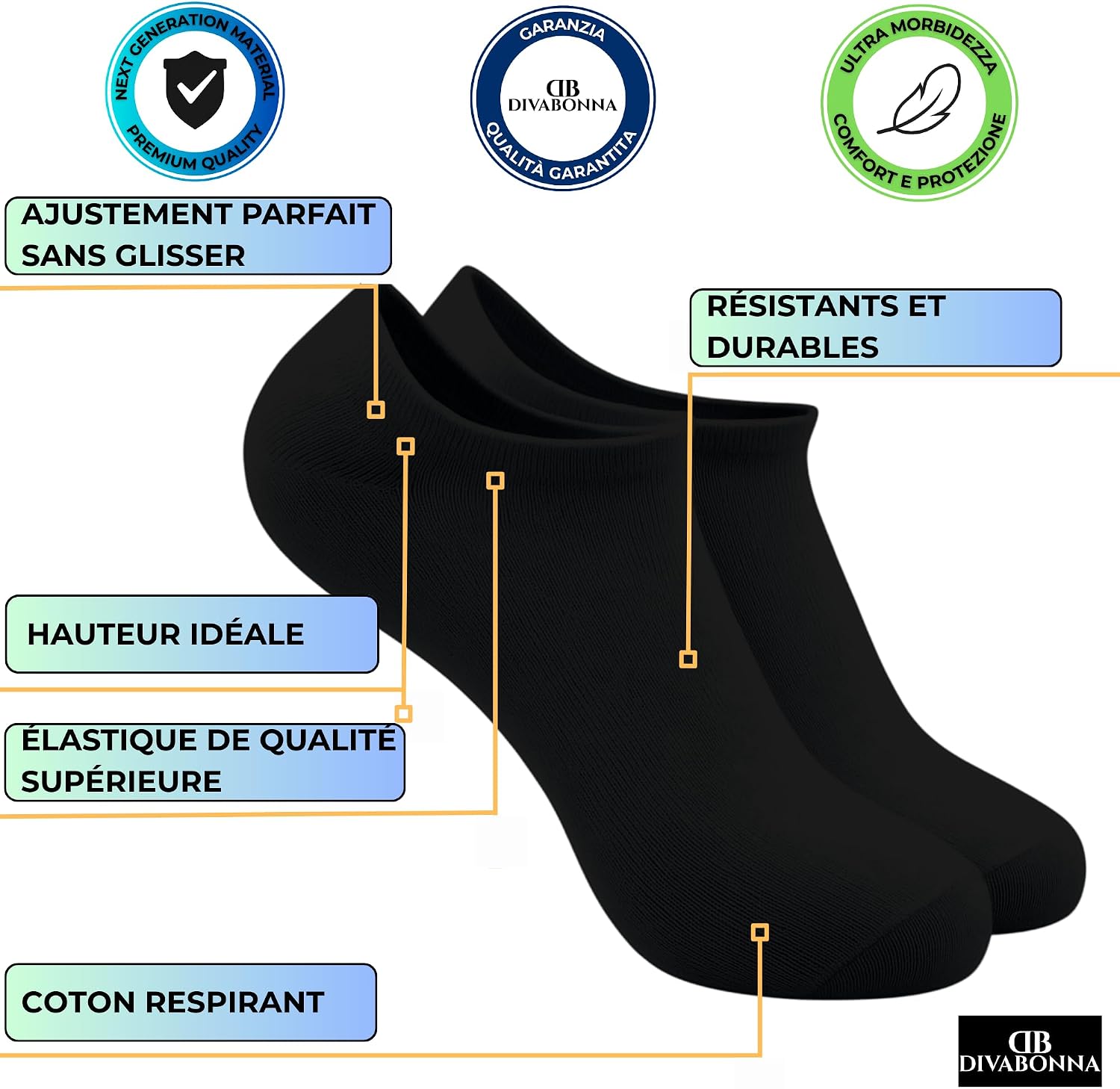 Thumbnail 2 de Divabonna 12 paires Chaussettes invisibles coton