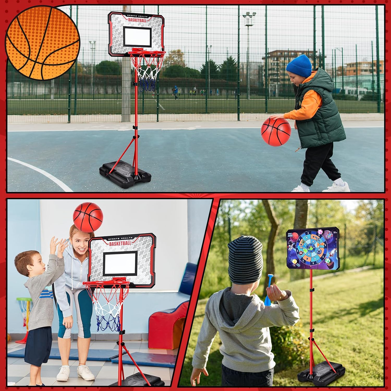 Thumbnail 4 de Herenear Canestro da Basket per Bambini 107-193 cm