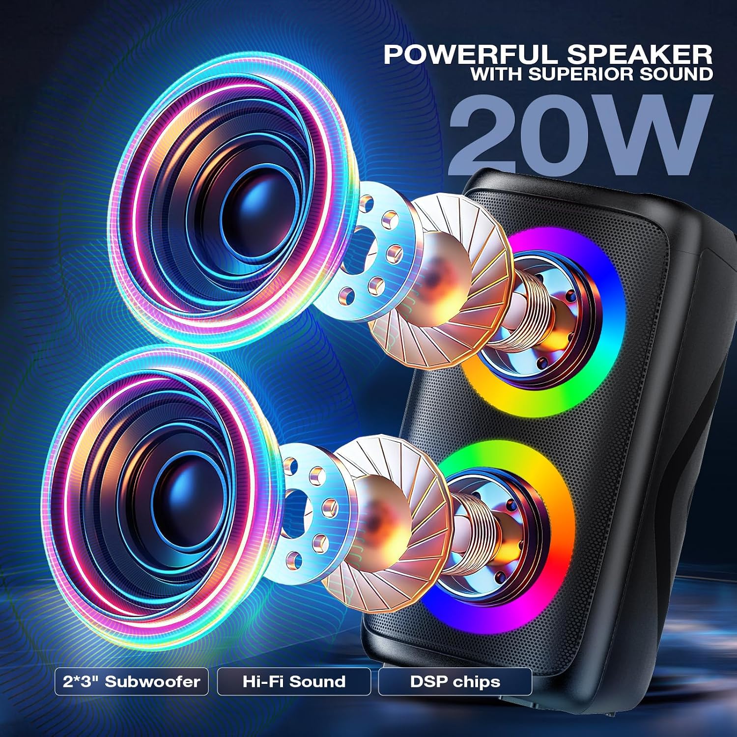 Thumbnail 2 de Dislocati Karaoke Machine 2 with 2 Wireless Microphones — 20W Bluetooth Speaker