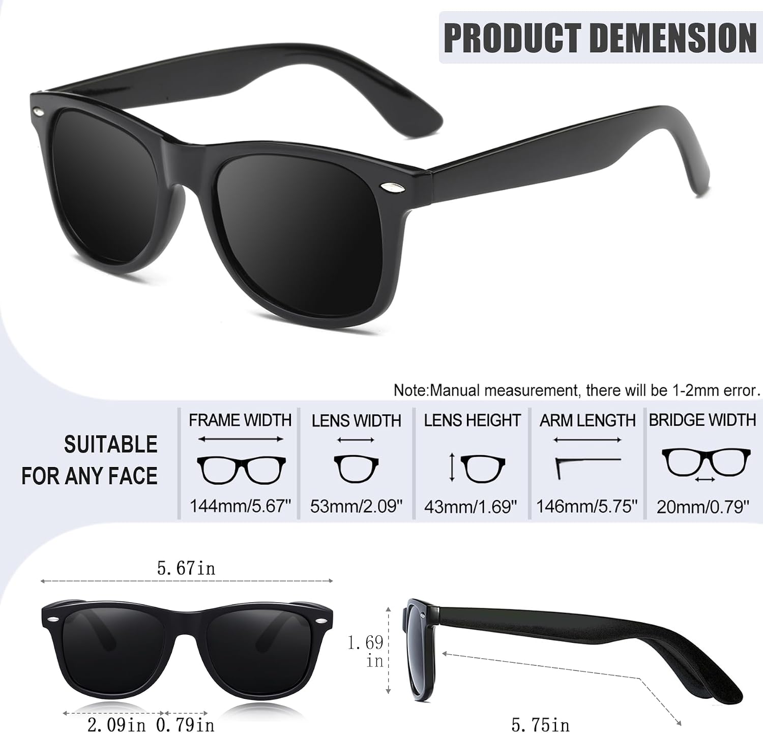 Detalle de Joopin Square Sunglasses with Polarized UV Protection (Unisex, Oversized Square Frame)