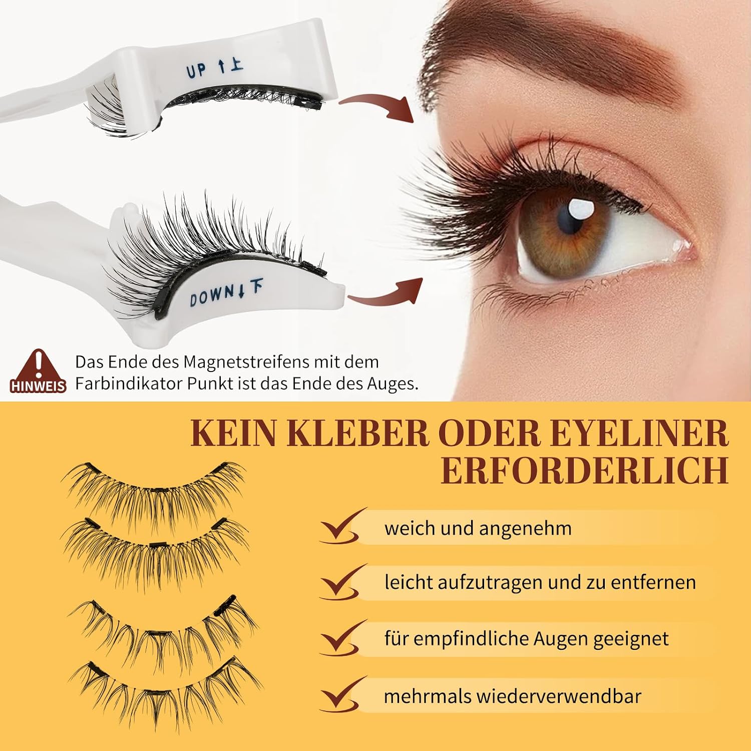 Thumbnail 5 de QUEWEL Wiederverwendbares magnetisches Wimpern-Set mit Applikator – 2 Paar, natürlicher Look