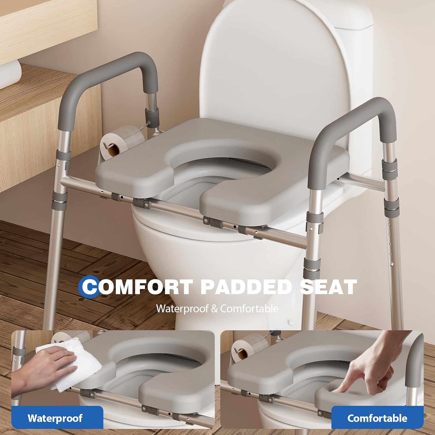 Detalle 2 de Loyoda Toilet Seat Riser with Handles: Adjustable, Stable, 400 lb Capacity