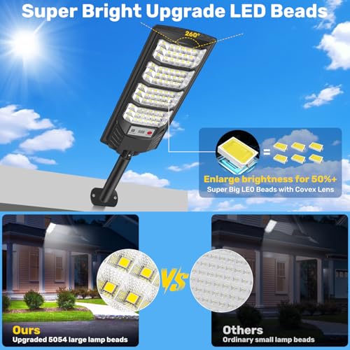 Detalle de PEAKRO Farolas solares LED 600 W con sensor de movimiento, mando y protección IP66 (2 unidades)