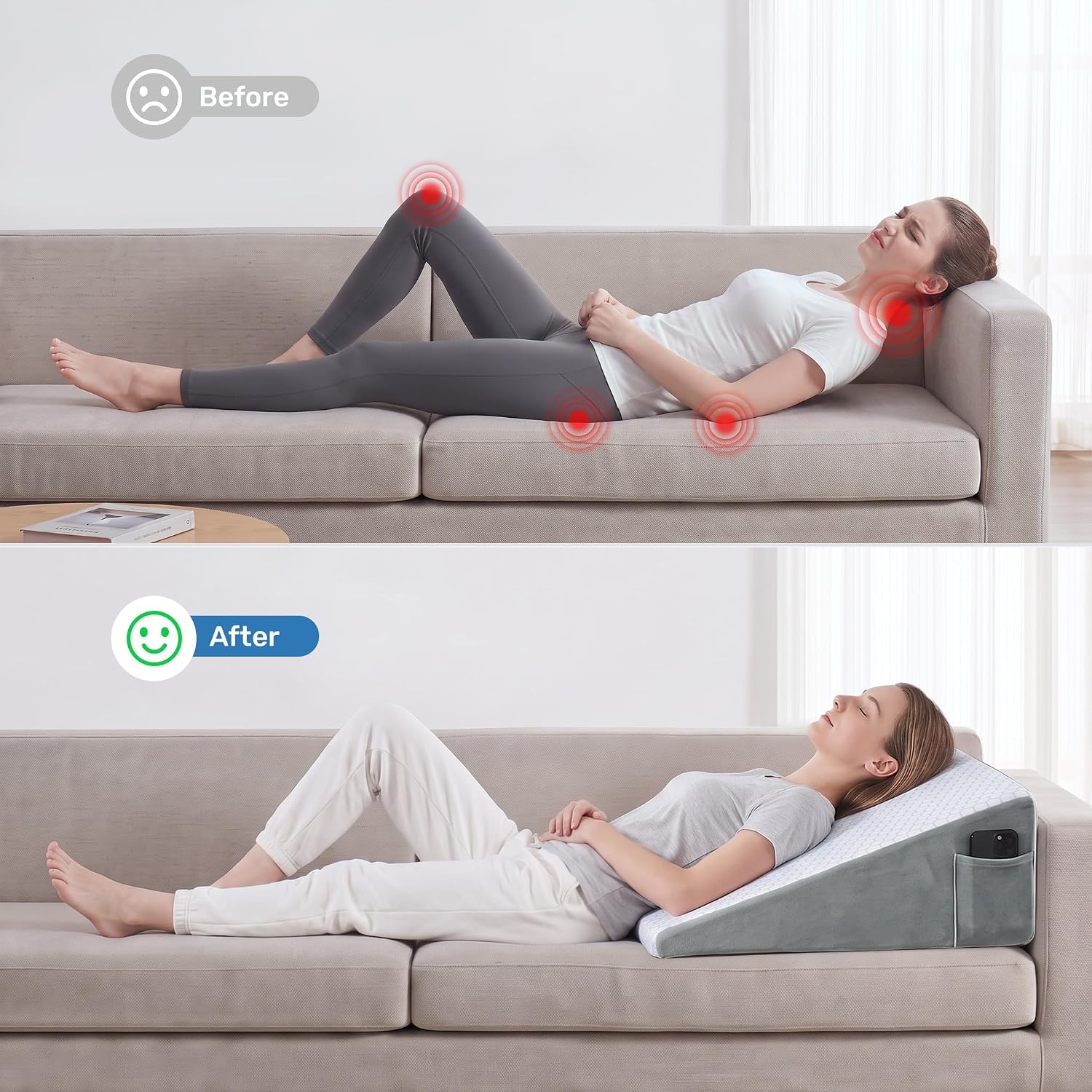 Thumbnail 6 de puredown PD-PP82038-8 Bed Wedge Pillow, 8-Inch Cooling Memory Foam