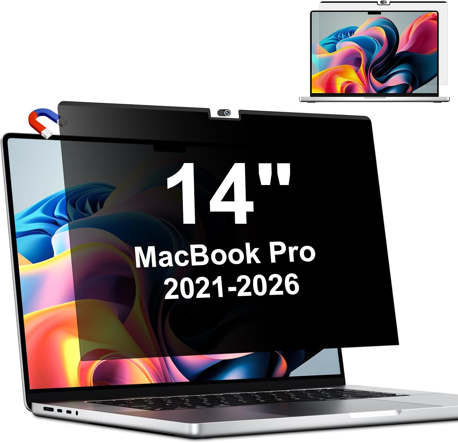Detalle de Magnetischer Blickschutzfilter für MacBook Pro 14 Zoll mit Webcam-Abdeckung (2021–2026) – Blaulicht reduziert, abnehmbar