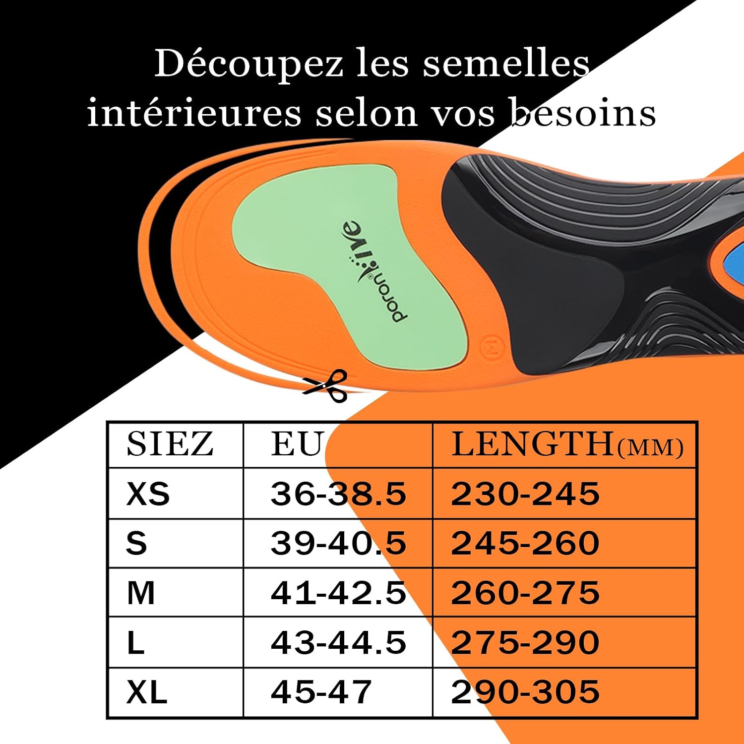Detalle 2 de GemChve Semelles Orthopédiques – Semelle à voûte plantaire en TPU, confort, absorption et adaptabilité (36-47 EU)