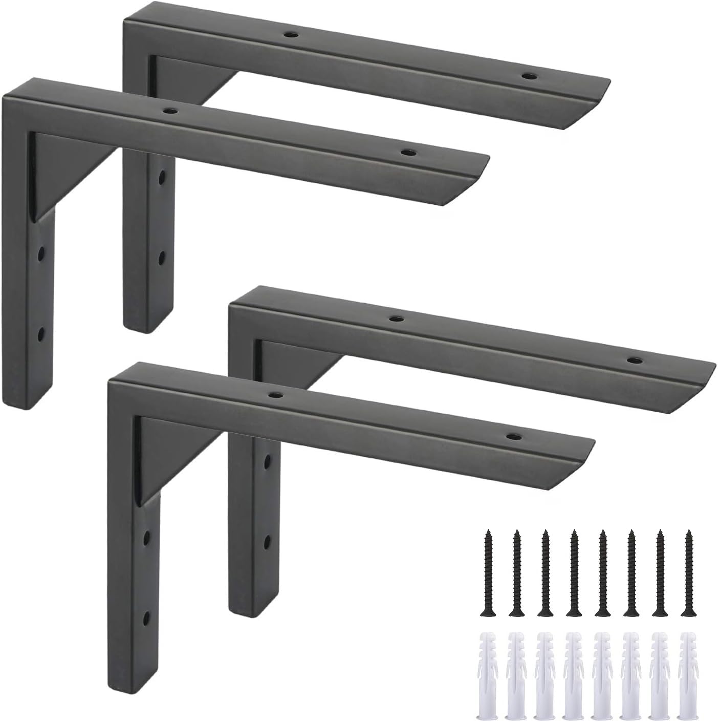 Detalle de Ouvin Heavy Duty Shelf Brackets 10 Inch – 4 Pack (Wall Mount, Black Iron)