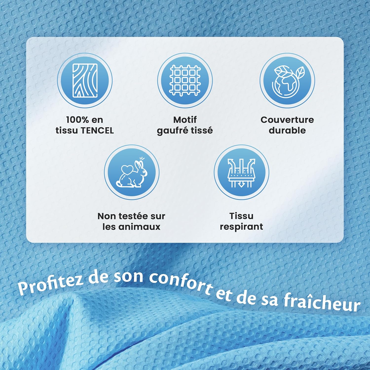 Thumbnail 2 de Couverture rafraîchissante d’été Ella en Tencel certifiée Oeko-Tex, 135x200 cm (bleu ciel)