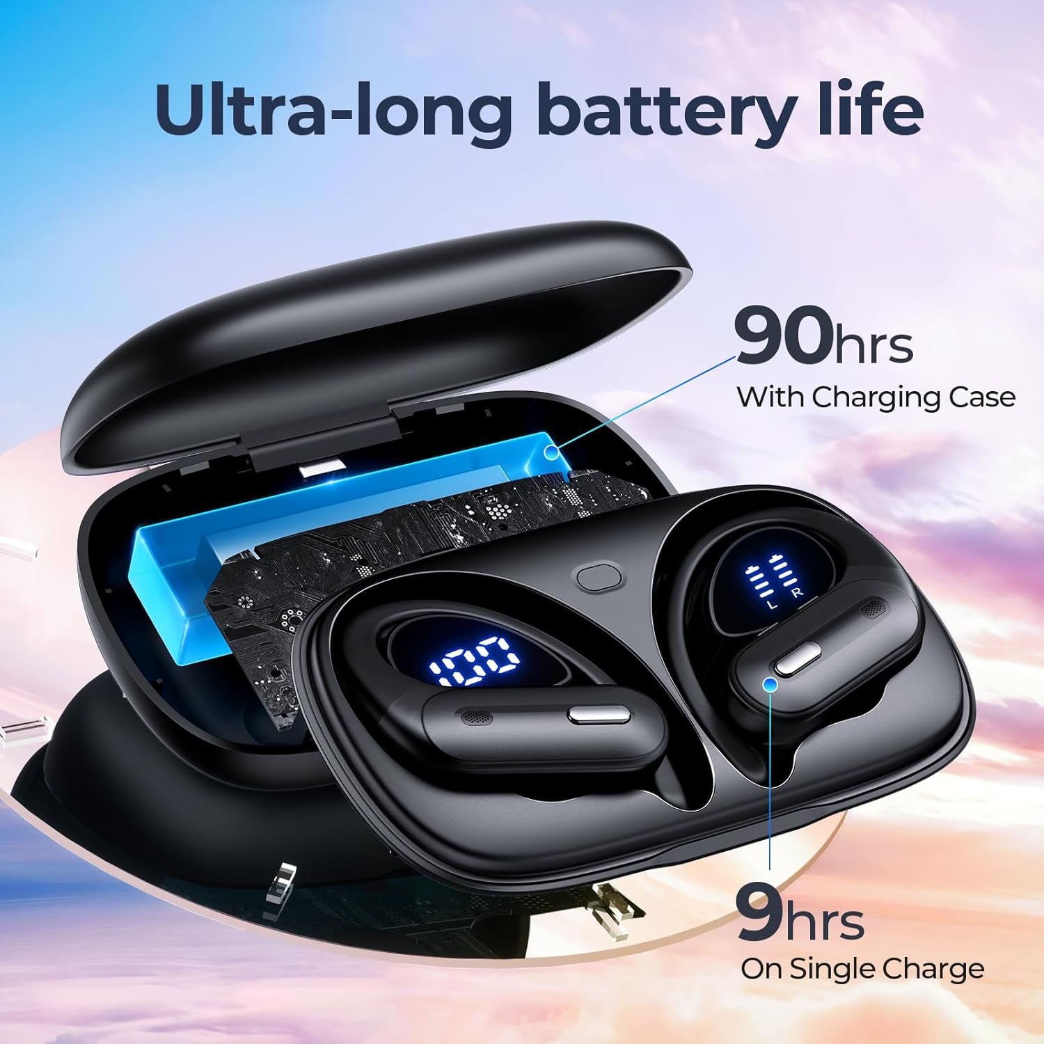 Thumbnail 2 de Active Noise Cancelling Bluetooth Headphones Wireless Earbuds (X19) with 90 Hours Playtime and Hi-Res Stereo