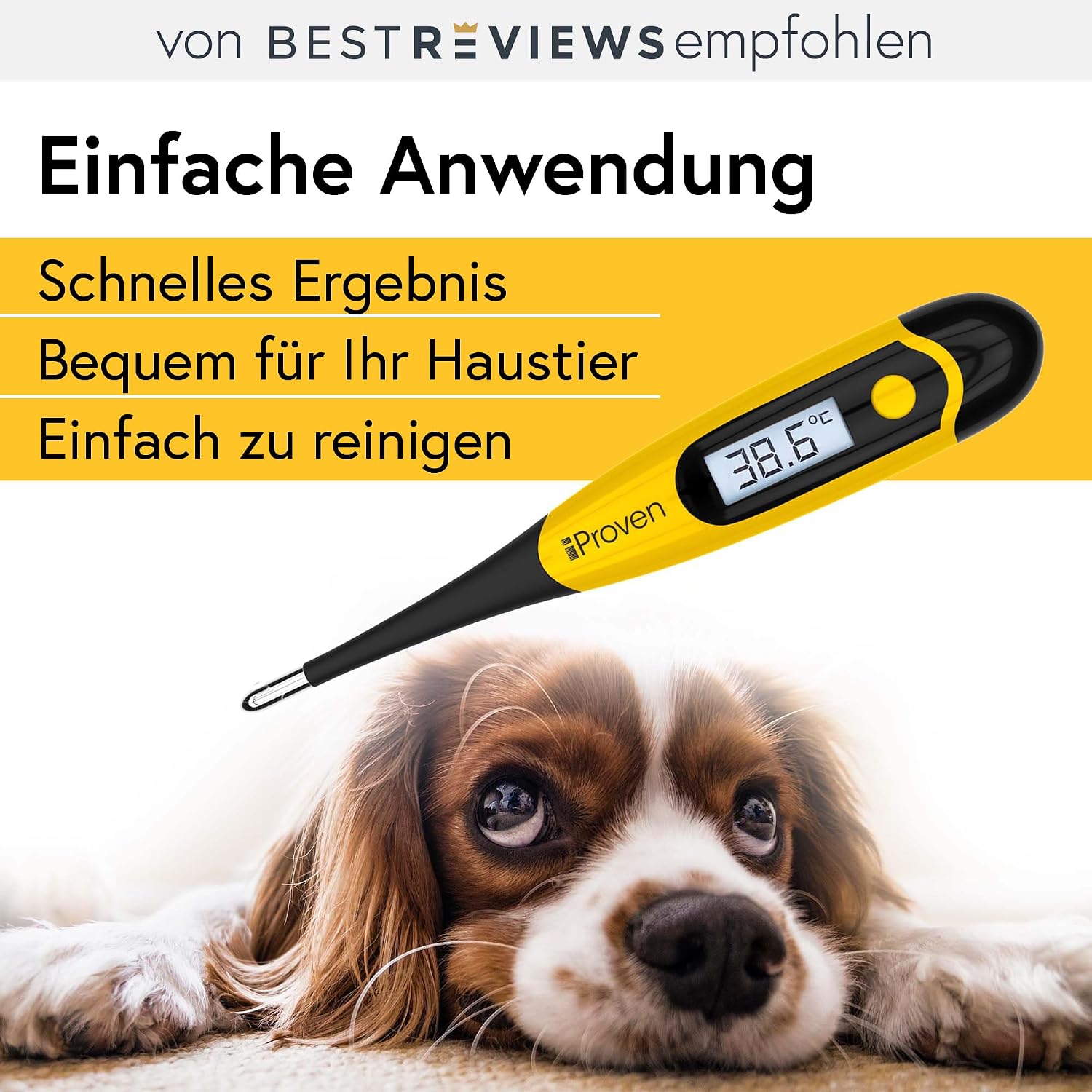 Detalle de iProven Fieberthermometer für Hund, Katze & Pferd – präzise Messung in 20 Sekunden