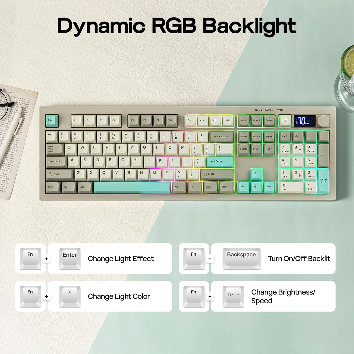 Thumbnail 6 de EPOMAKER Aula S102 Pro : Clavier Gaming à Membrane avec Écran TFT, Volume et Pavé Numérique – Tri‑Mode, RGB et Silencieux