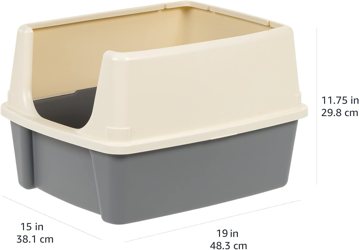 Detalle 2 de Amazon Basics 355558 Large Cat Litter Box, High Sides, Open Top, Scoop Storage