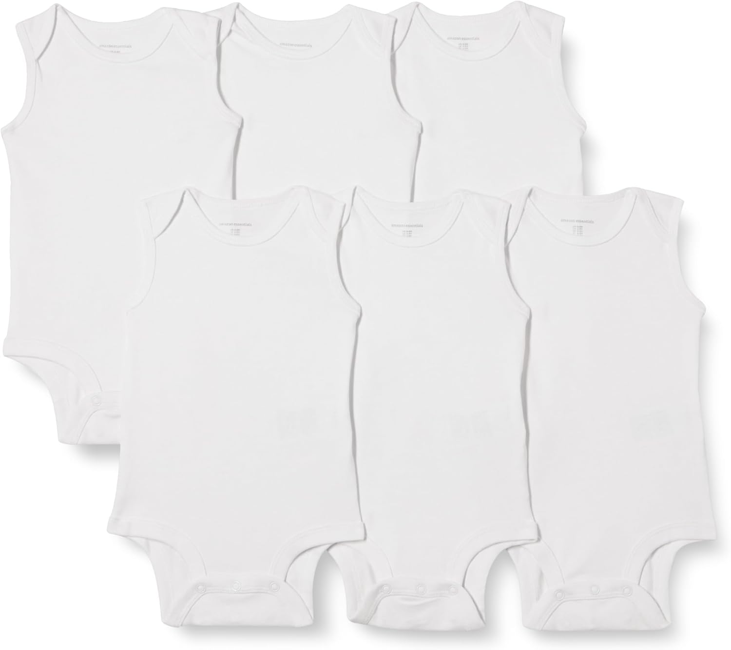 Amazon Essentials Unisex Babies' Sleeveless Cotton Rib Bodysuits, Pack of 6