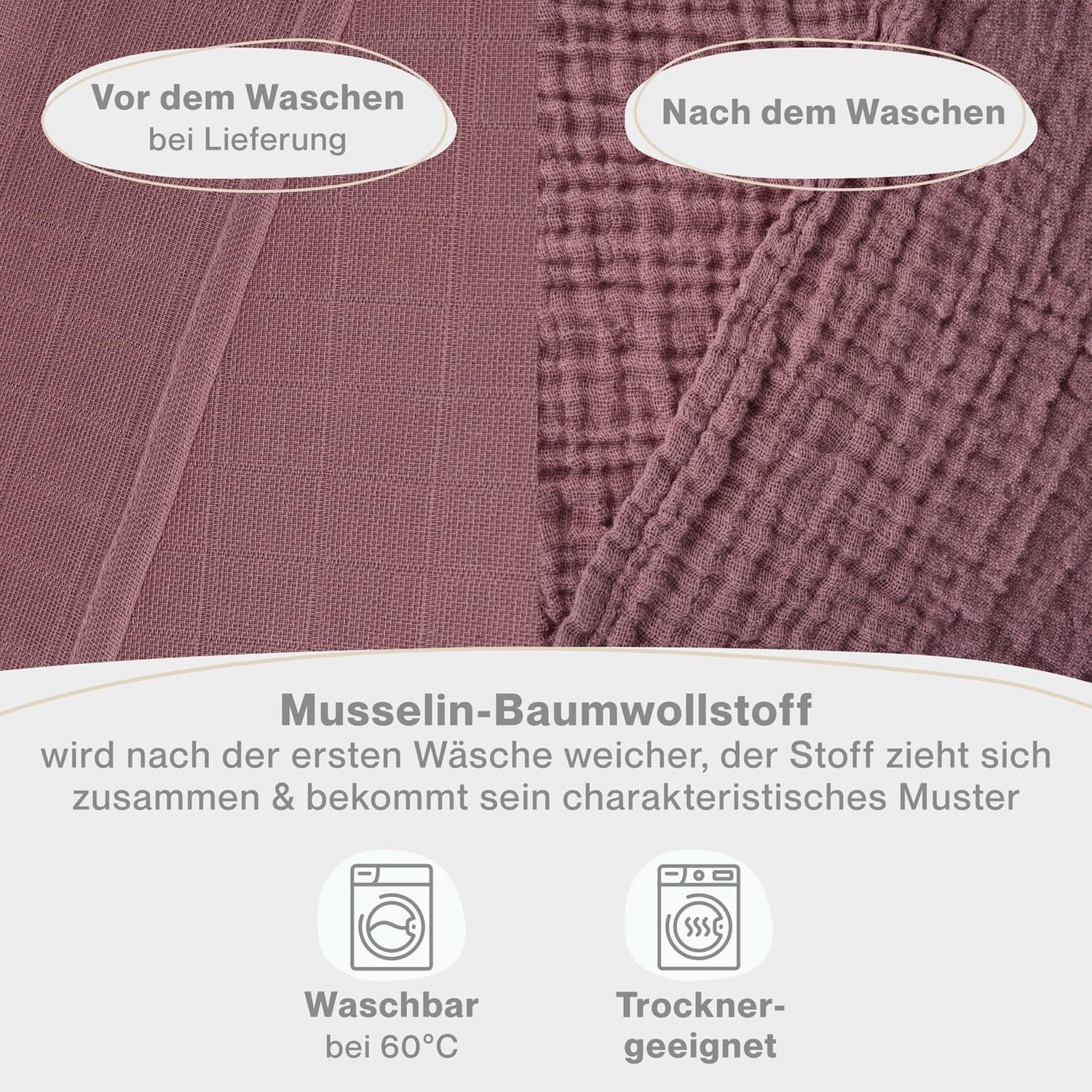 Thumbnail 1 de Laleni Spucktücher Baby 5er-Set aus reiner Baumwolle (Musselin) – schadstofffreie Mulltücher 70x70, rosa
