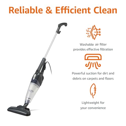 Detalle de Amazon Basics 2-in-1 Corded Upright Vacuum Cleaner, Lightweight Stick, Black