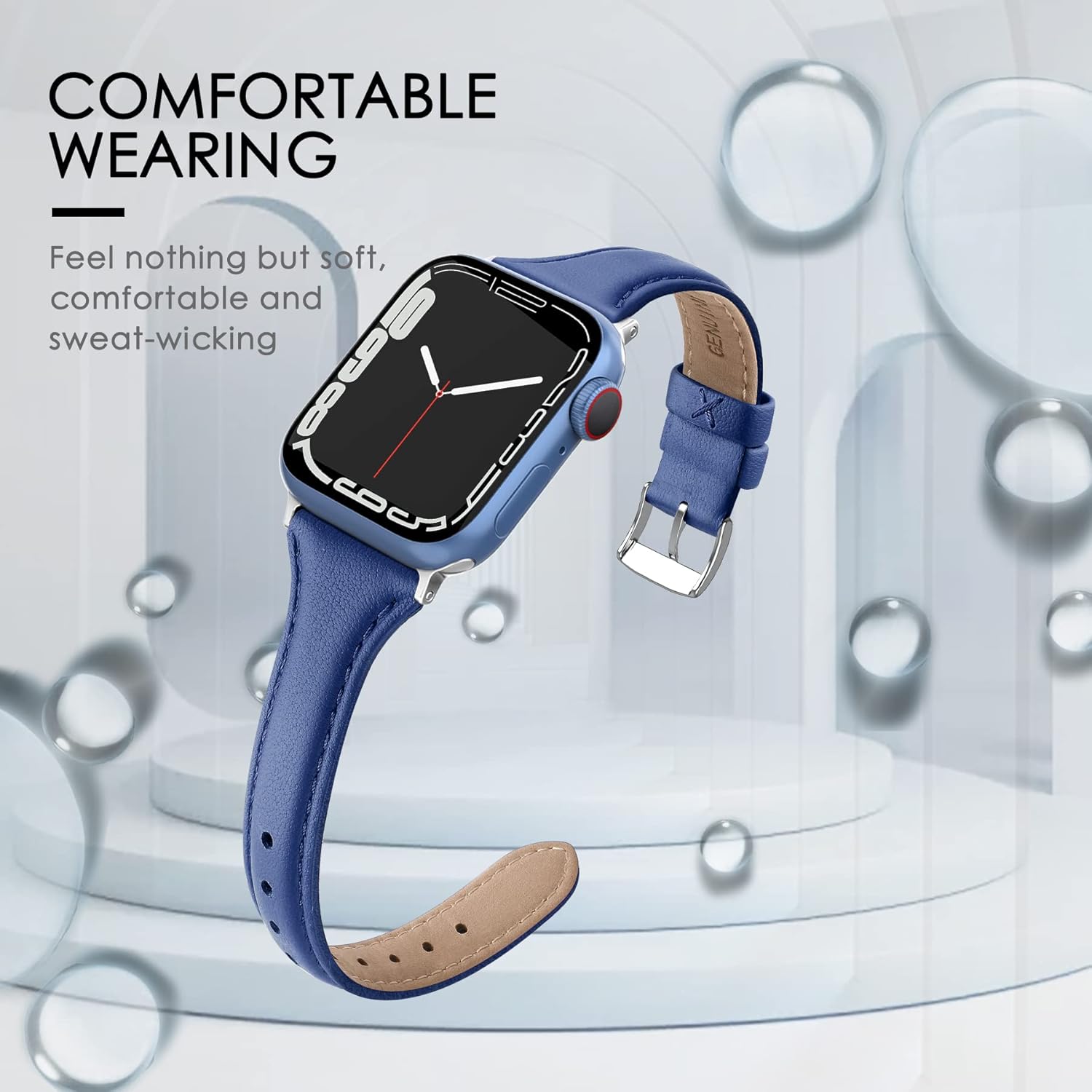 Detalle de Tuocal Genuine Leather Strap for Apple Watch (38/40/41/42mm) – Series 1 to 10 Replacement