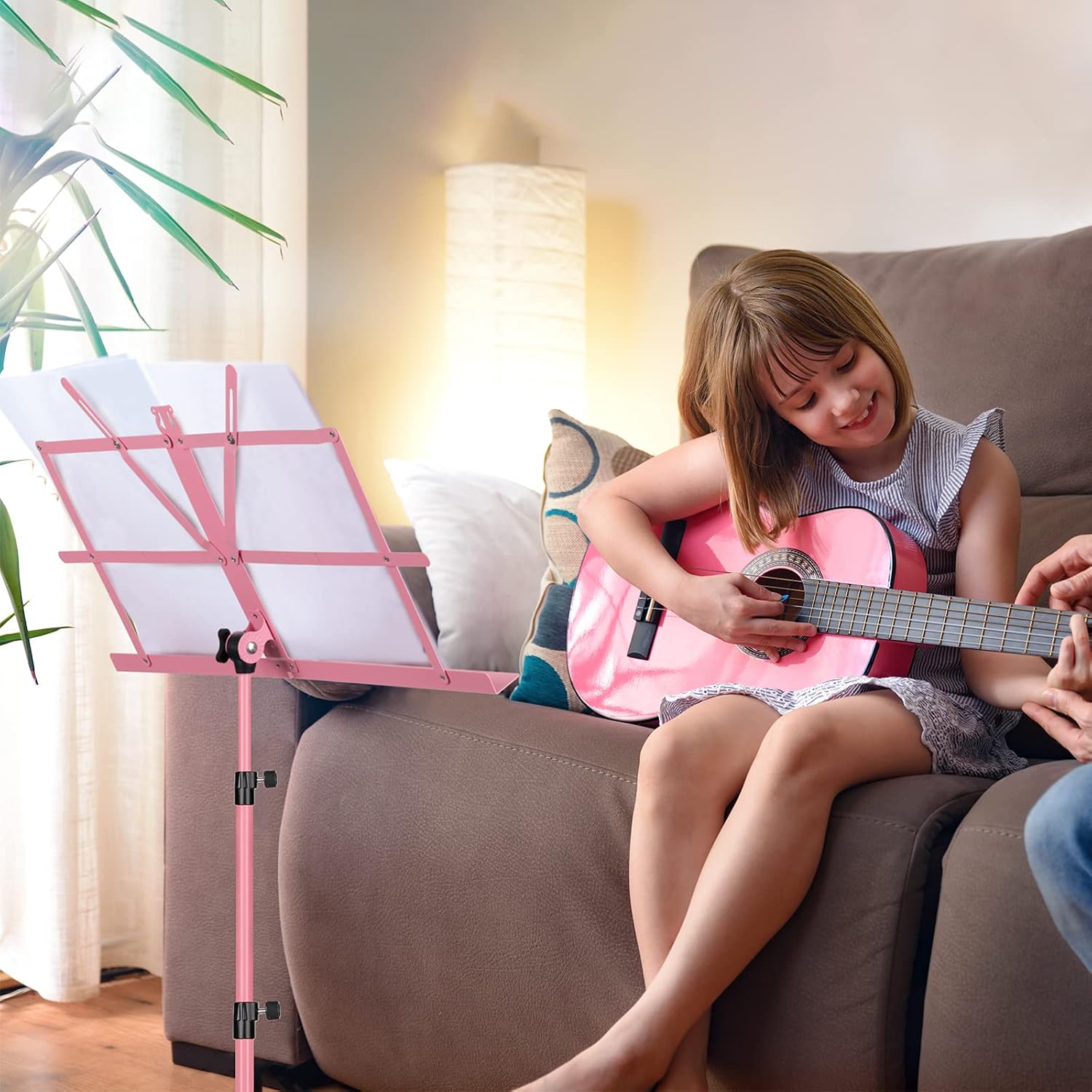 Detalle de CAHAYA Pupitre de Musique Pliable 2 en 1 – Support de Partitions en Métal Rose CY0204-1