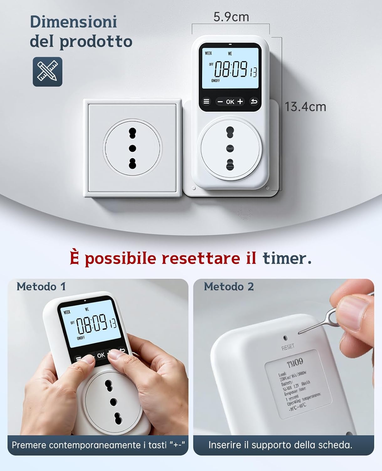 Thumbnail 5 de Voniobuy Timer Presa Elettrica Digitale con 18 Programmi al Secondo, Display Retroilluminato e Protezione Antifurto