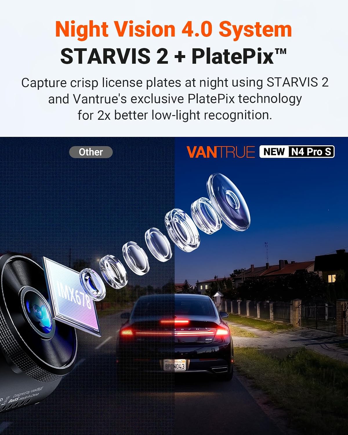 Thumbnail 2 de VANTRUE New N4 Pro S 3-Channel 4K Dash Cam (Triple STARVIS 2) with GPS, Wi‑Fi, and 24/7 Buffered Parking Mode