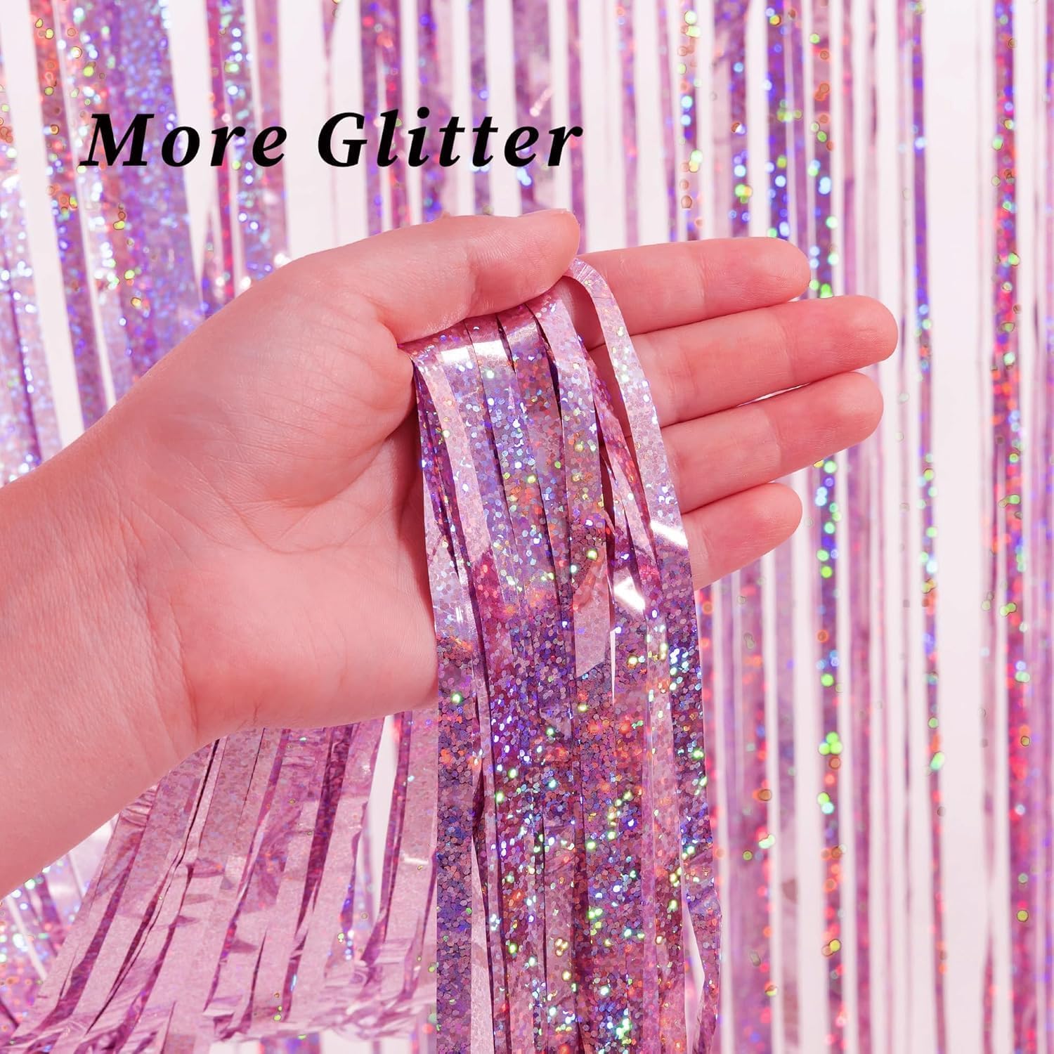 Thumbnail 5 de BRAVESHINE Pink Foil Fringe Curtain Backdrop – 2 Pack, 1x2.5m