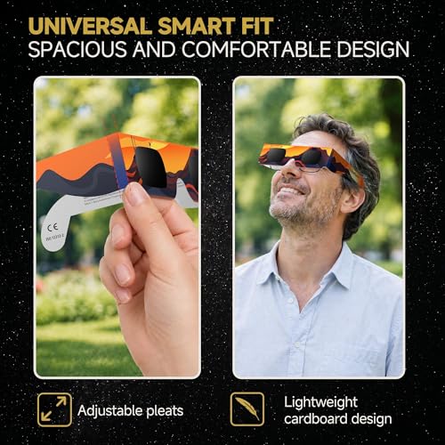 Detalle de EclipseSpecs Solar Eclipse Glasses EN ISO 12312-2:2015 Certified, CE, Paper Cardboard Frame (10)