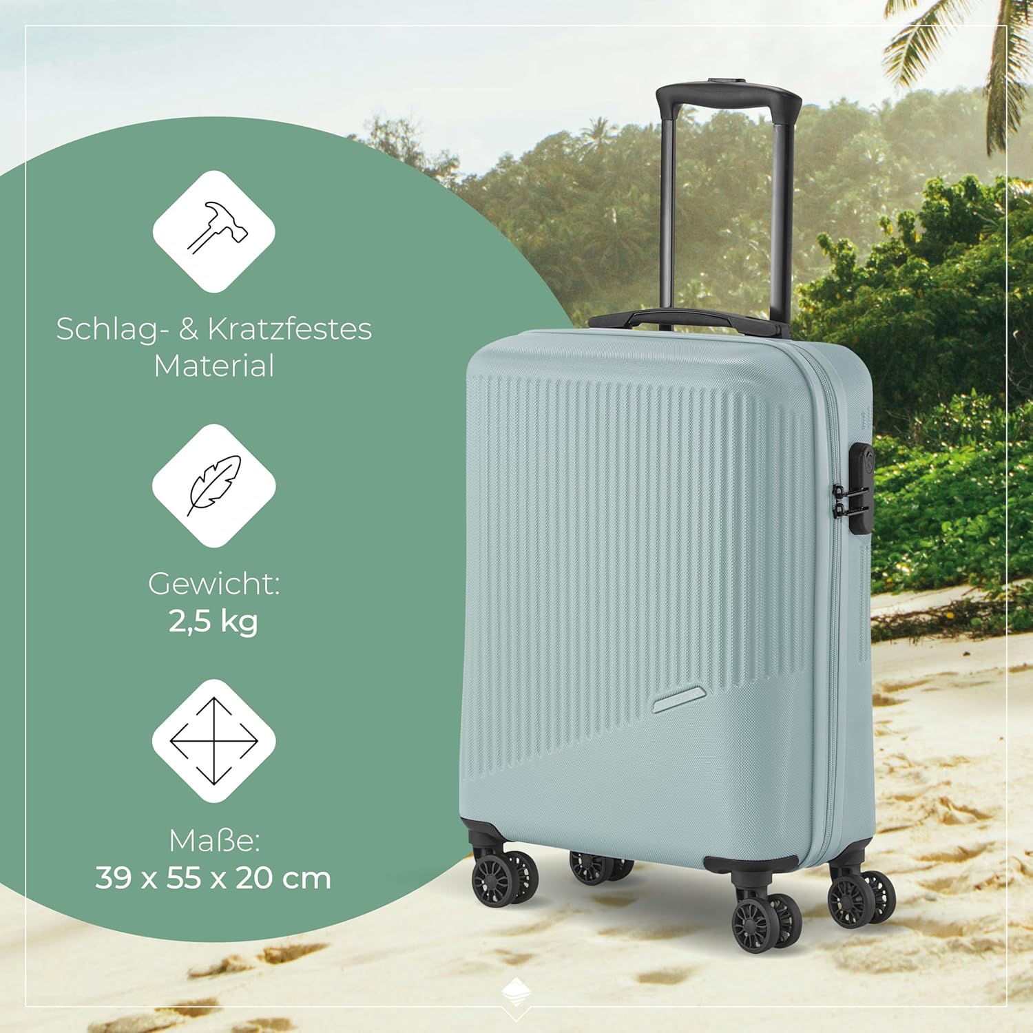 Detalle de Travelite Bali Handgepäck Trolley klein – 55×39×20 cm, 34 L, 2,5 kg, Kratzfeste Hartschale
