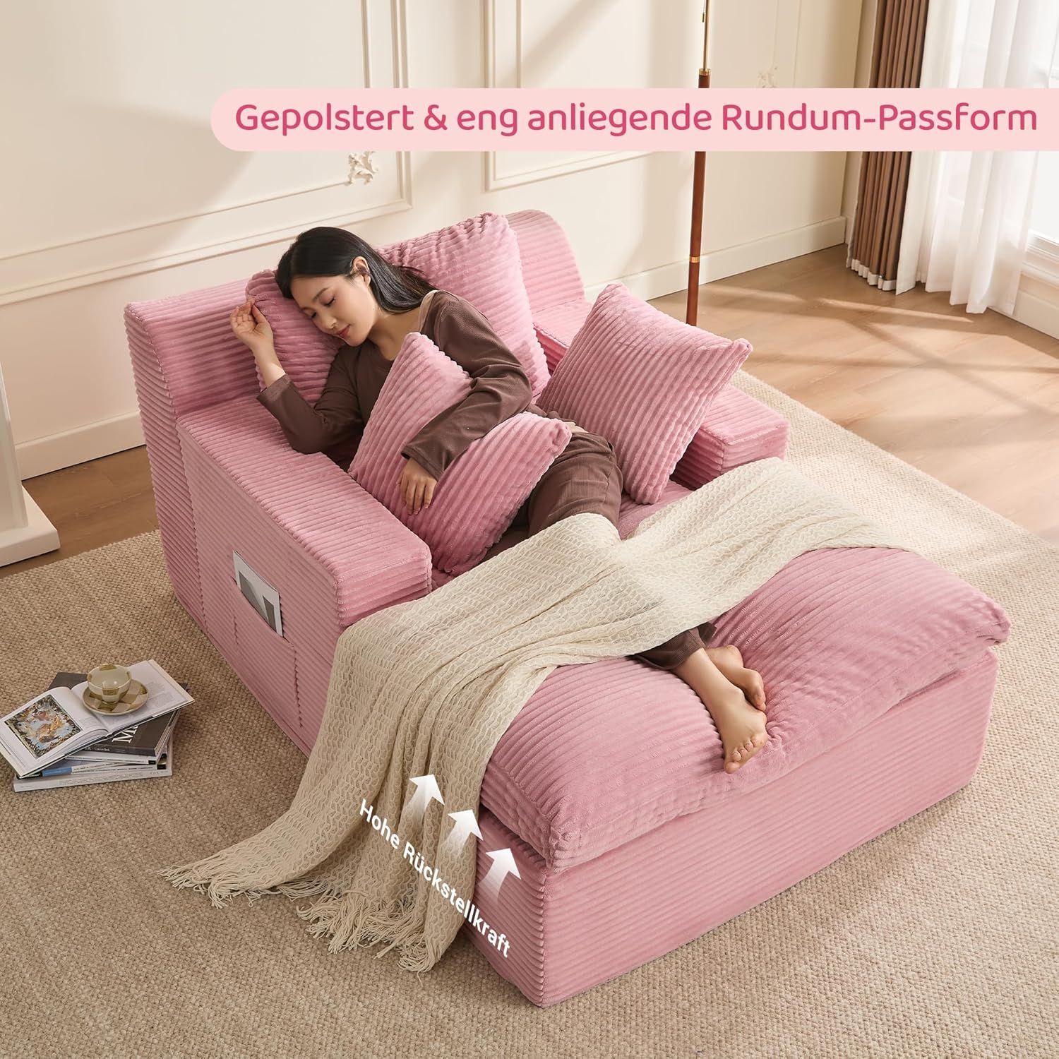 Thumbnail 5 de Litbird 160 cm Chaiselongue Loungesofa als Boneless Bodensofa & Schlafsofa mit Schlaffunktion