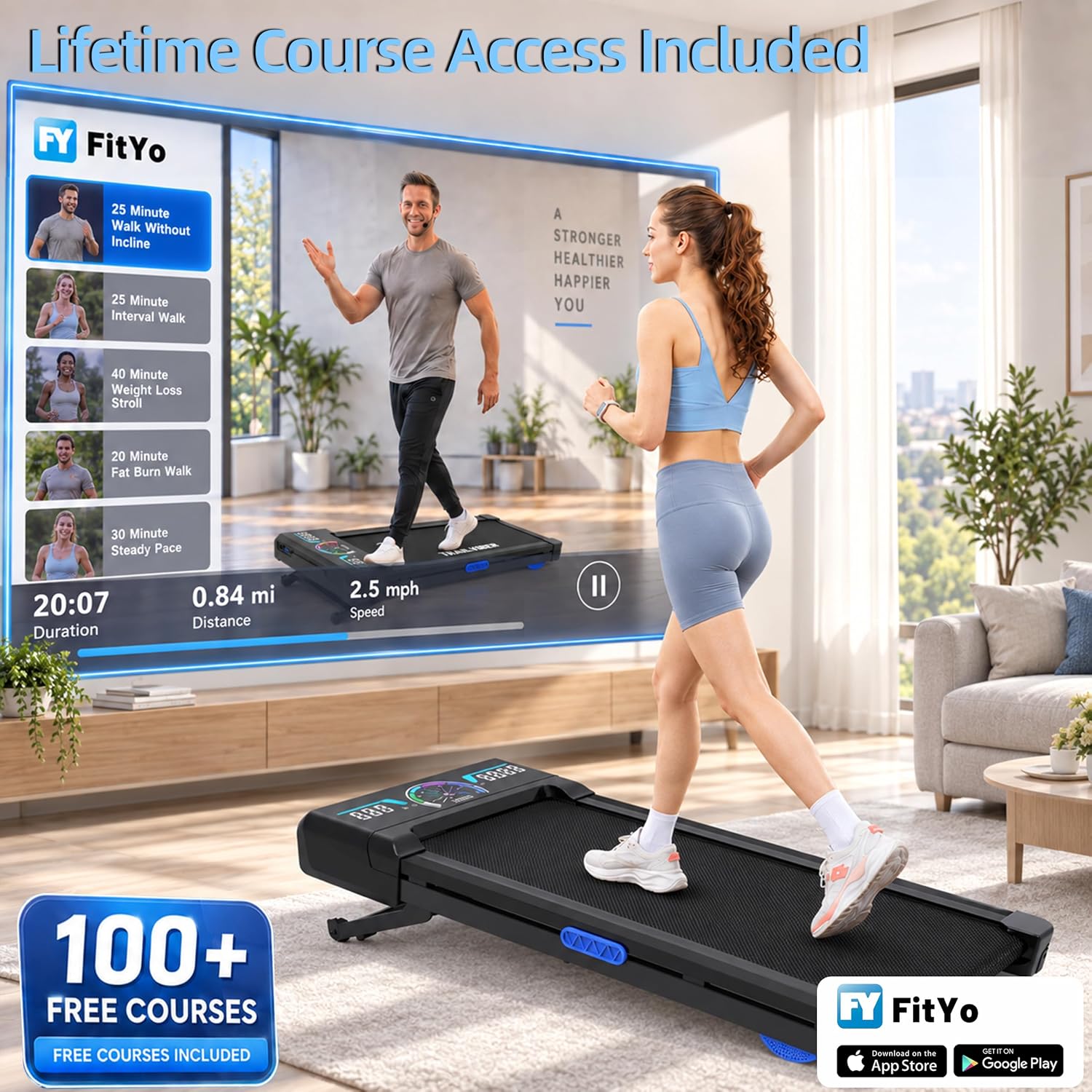 Detalle de TRAILVIBER X01 Walking Pad Treadmill, 12% Auto Incline, Bluetooth Audio