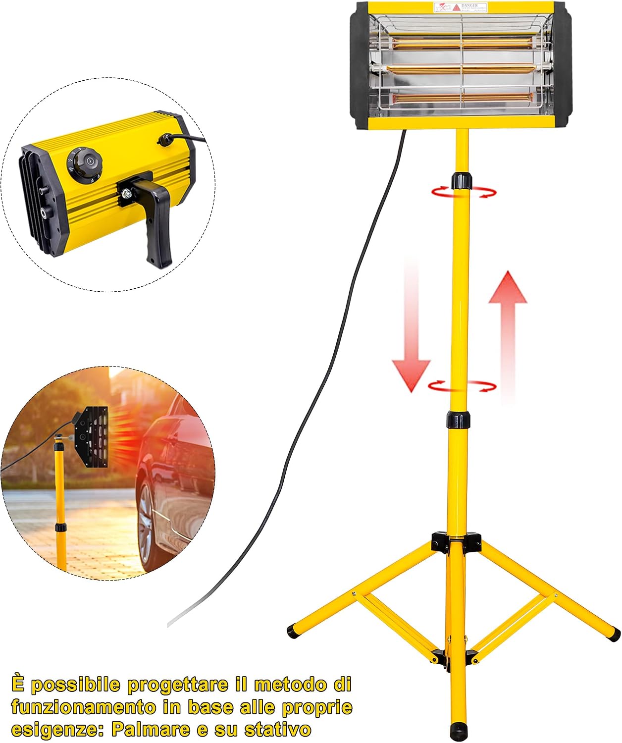 Detalle de DATOUBOSS lampada di polimerizzazione per vernici auto a infrarossi 1000W con timer 0-90 min