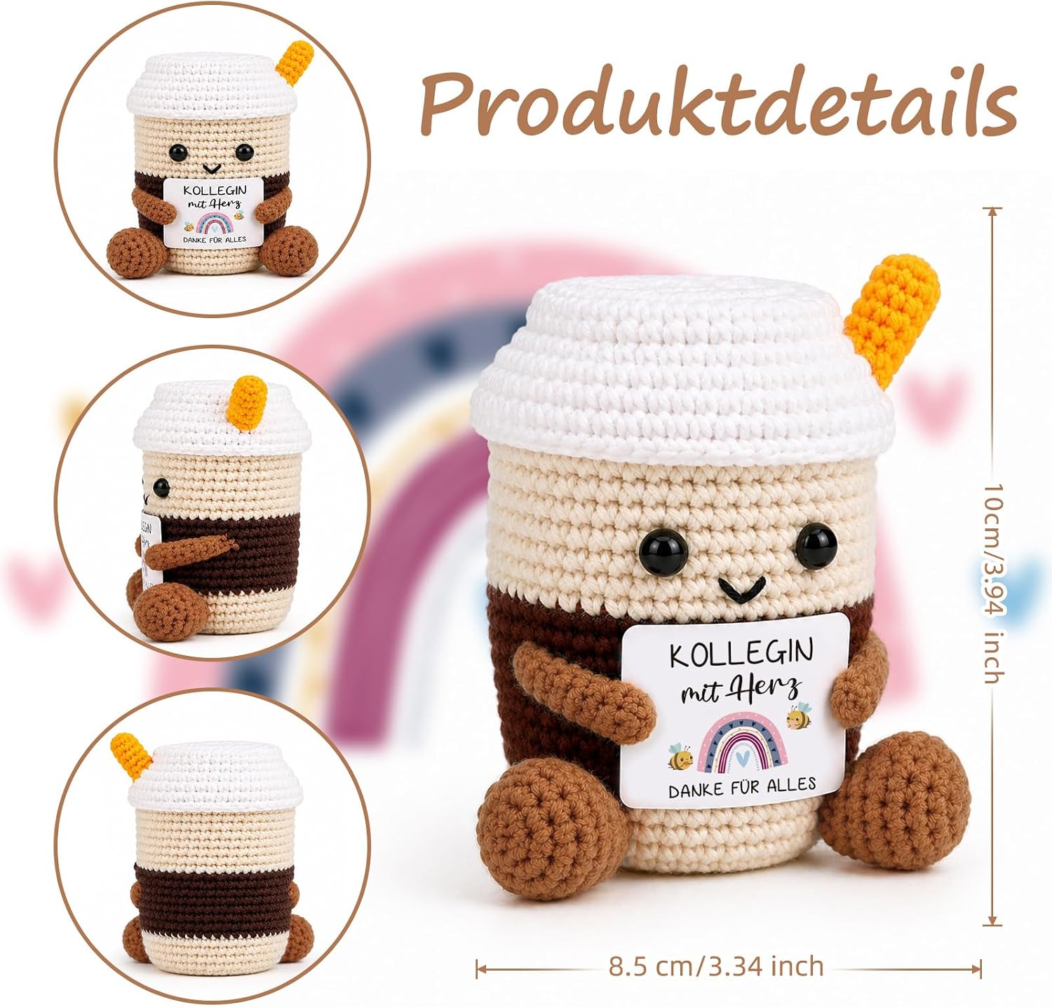 Detalle de WenmthG Pocket Hug Kaffee – Gestrickte Kaffeetassen als herzliche Geschenkidee