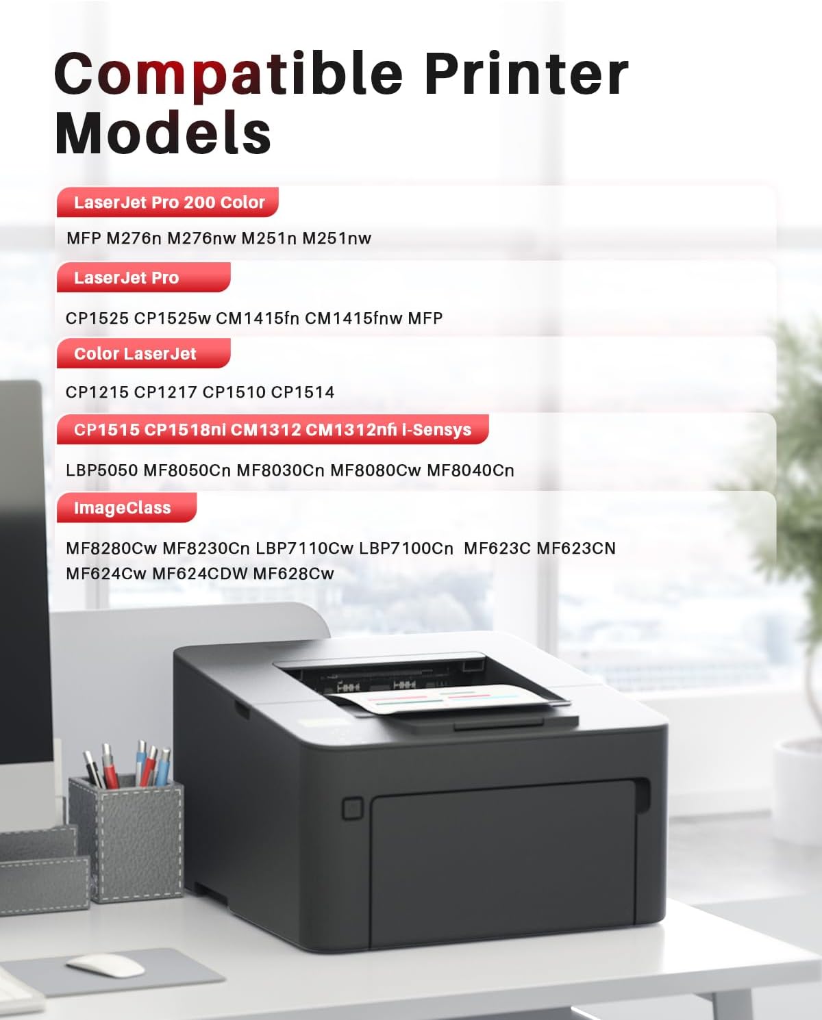 Detalle de Halloya Cartouches de toner compatibles 131X (4×) pour HP LaserJet Pro 200/CP et série CP1215 – Noir / Cyan / Magenta / Jaune