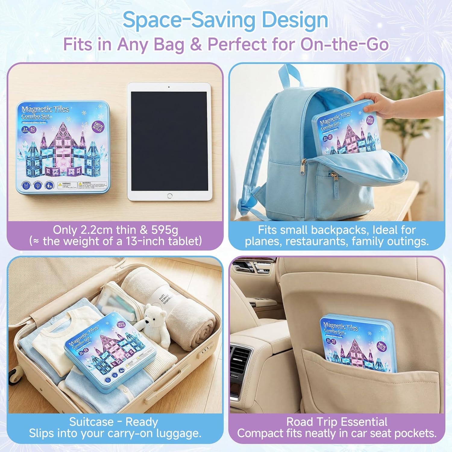 Thumbnail 3 de burgkidz Magnetische Bausteine Reisespielzeug für Mädchen – Eisprinzessin-Set mit 42 Teilen in Metallbox